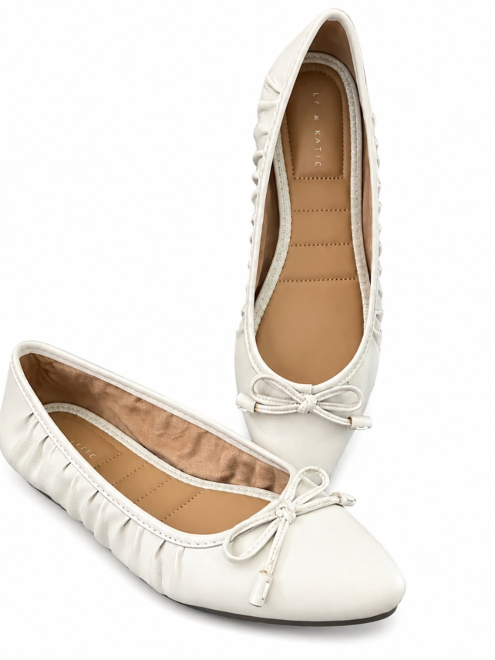 Kelly& Katie Cream Ruched Pointed Flats Size 6.5